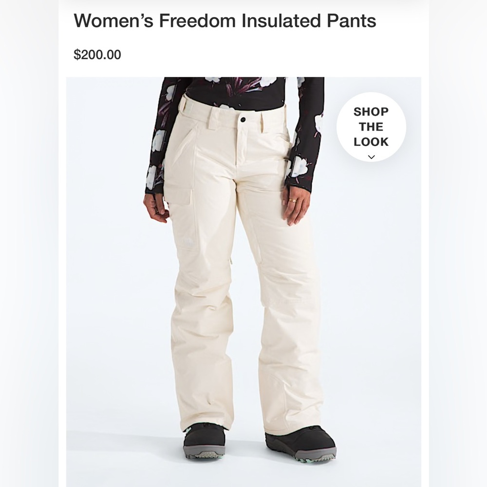 North Face White Freedom Insulated Ski/Snowboard Pants